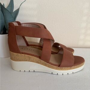 SOUL Naturalizer Good Times Brown Faux Leather Wedge Sandals